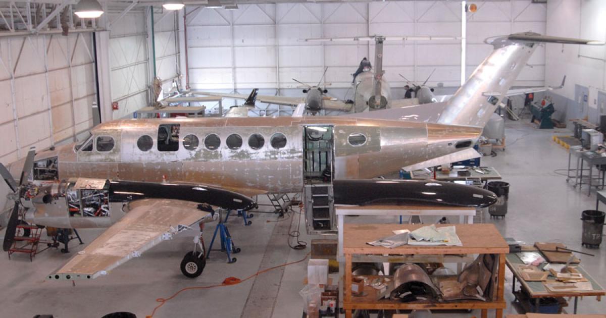 Valair Aviation provides maintenance, repair, overhaul, paint, ­interiors and heavy structures services at its Oklahoma City facility.