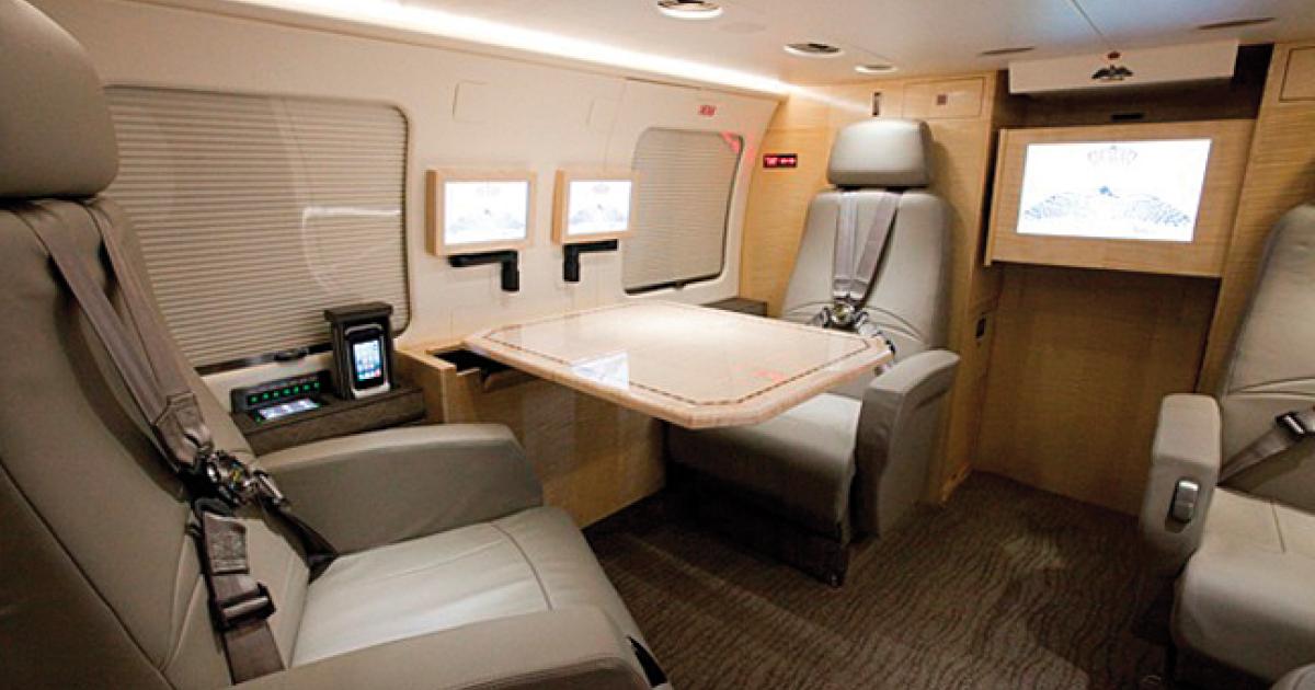 The modified UH-60M with new executive cabin by Sabreliner is a far cry from the bare-bones military variant.