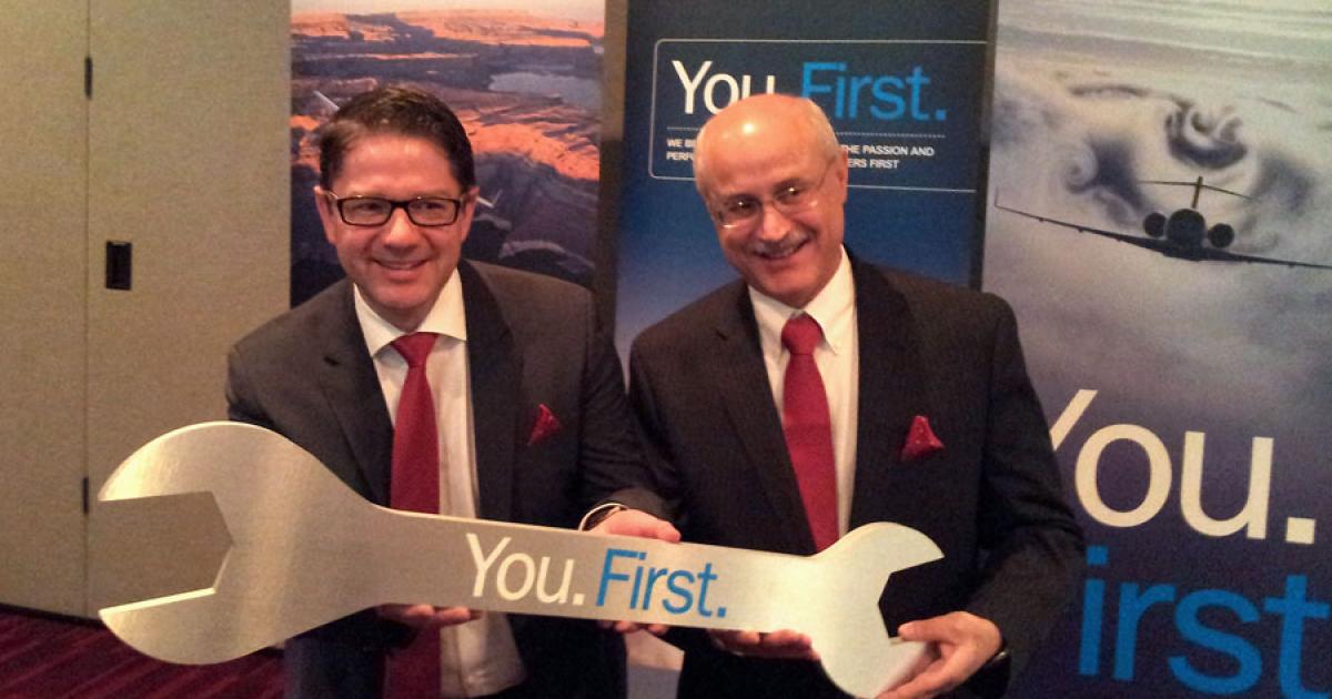 Left to Right: Eric Martel, president, Bombardier Customer Services Andy Nureddin, v-p Bombardier Customer Services.