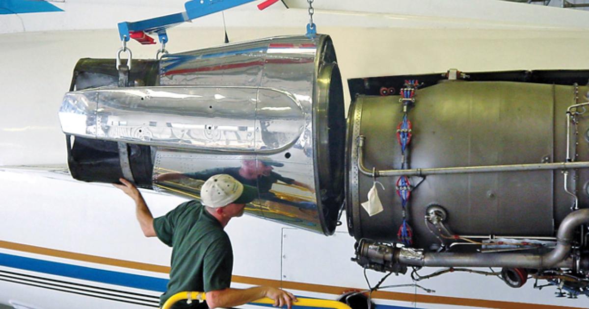 RBR Maintenance works on a variety of business aircraft and engines at its Dallas Love Field facility. 