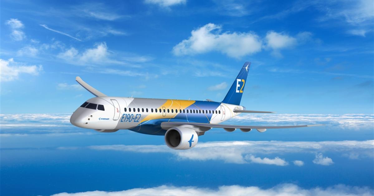 Embraer expects its E190-E2 to enter service before July 2018. (Image: Embraer)