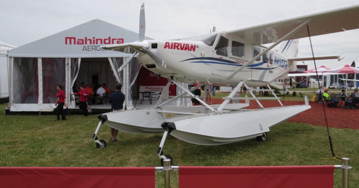 Mahindra announced that the Airvan 8 would be available on optional Wipline amphibious aluminum floats by year-end.