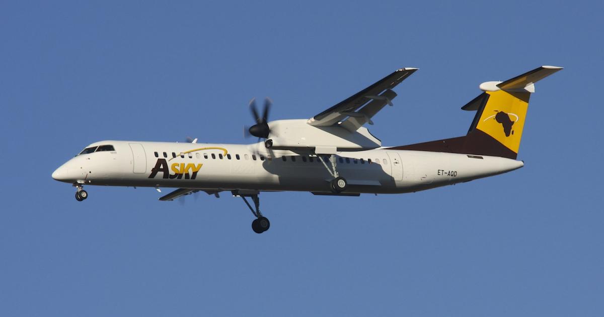 Togo-based ASKY is one of two regional airlines receiving fresh investment from the West African Development Bank. It operates a fleet of Bombardier Dash 8 Q400s and Boeing 737-700s. [Photo: Flickr: <a href="http://creativecommons.org/licenses/by-nd/2.0/" target="_blank">Creative Commons (BY-ND)</a> by <a href="http://flickr.com/people/cooke1" target="_blank">Colin Cooke Photo</a>]