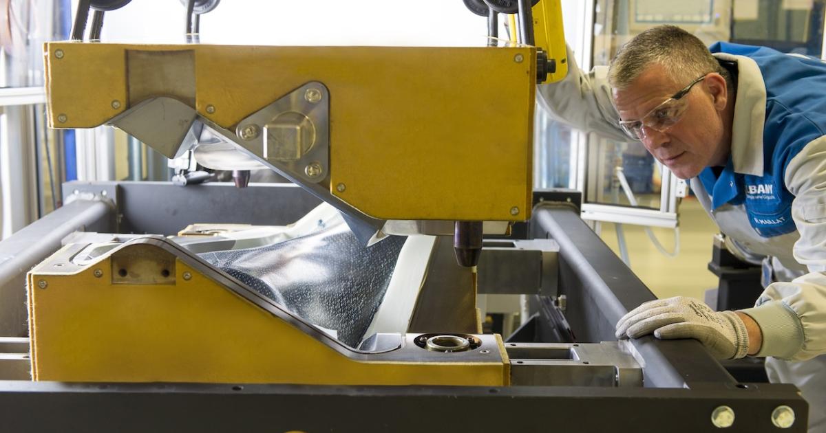 Safran uses the resin transfer molding process to make 3-D woven parts for the CFM Leap series. (Photo: Safran)