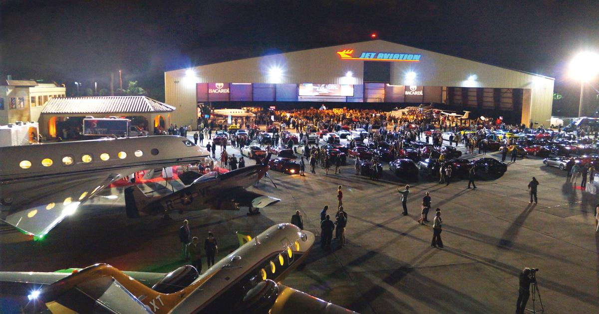 Held in conjunction with the annual Cavallino Classic Ferrari event, La Bella attracted 1,000 guests to view about a dozen business aircraft and more than 100 Ferraris. (Photo: Chad Trautvetter)