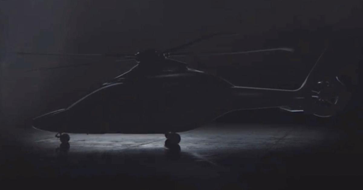 Airbus Helicopters will unveil the X4 medium twin, a replacement for the AS365/EC155 Dauphin family, tomorrow at Heli-Expo 2015. The latest teaser image suggests the X4 will sport a biplane stabilizer, swept-tip Blue Edge main rotor blades for quieter operation and the manufacturer's signature Fenestron shrouded tail rotor. (Photo: Airbus Helicopters)