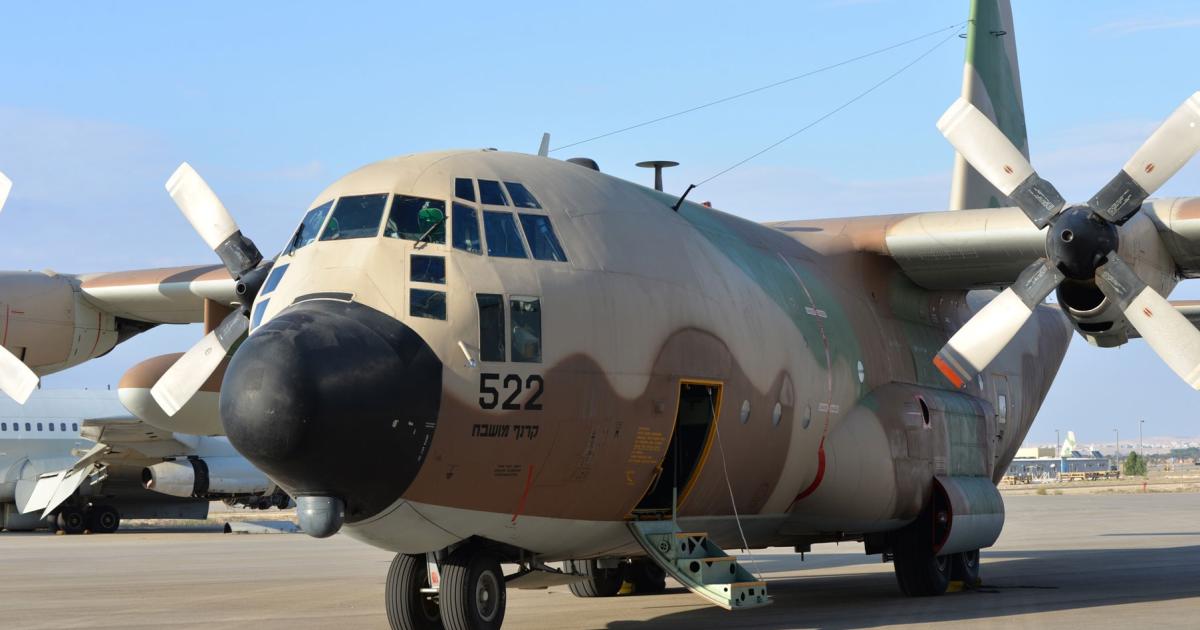 Coincidentally, as Spirit Aeronautics joined the ranks of potential C-130H upgraders, the first one to be modified in Israel flew. (Phoro: IAF via Elbit Systems)