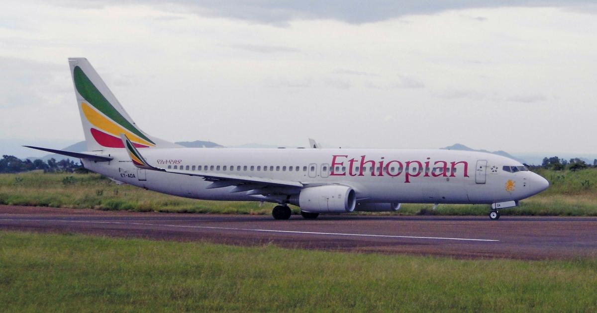 An Ethiopian Airlines Boeing 737-800 is pictured in Malawi. The carrier is Alafco’s sole African client.