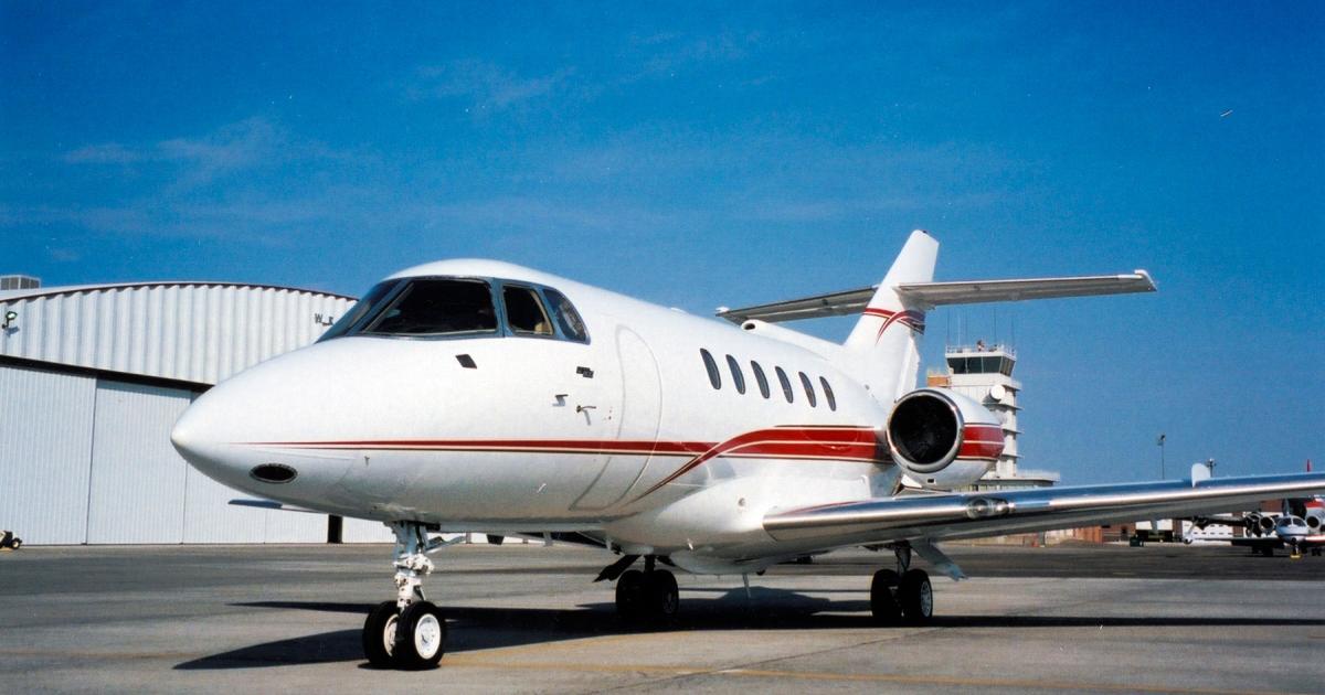 The market for midsize jets, such as this Hawker 800, held up the best of all business jet categories in UBS's latest market index. However, the overall index shows weaking conditions for the bizjet market.