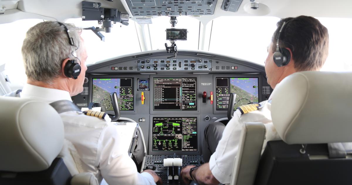Falcon 2000 test pilots flying the first Egnos-enabled LPV-200 IFR approach to Charles de Gaulle Airport's Runway 26L.