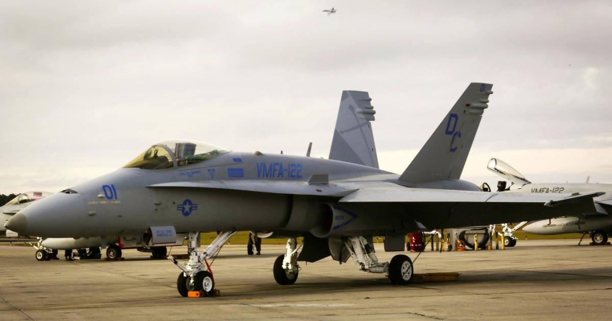 An F/A-18C Hornet is shown on the flight line at Marine Corps Air Station Beaufort, S.C. (Photo: U.S. Marine Corps)