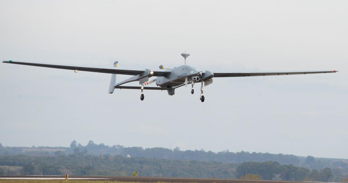 A.S. Avionics Services’ Caçador UAV is a Brazil-specific version of IAI’s Heron 1.