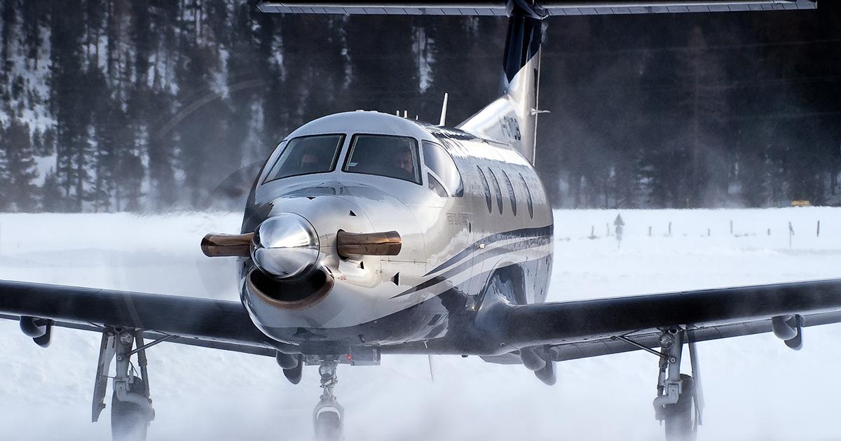 Advent Aircraft Systems started FAA certification trials of its anti-skid braking system for the Pilatus PC-12 this month. All models of the turboprop single are eligible for eABS installation, provided they are equipped with a Waas-enabled GPS. (Photo: Advent Aircraft Systems)