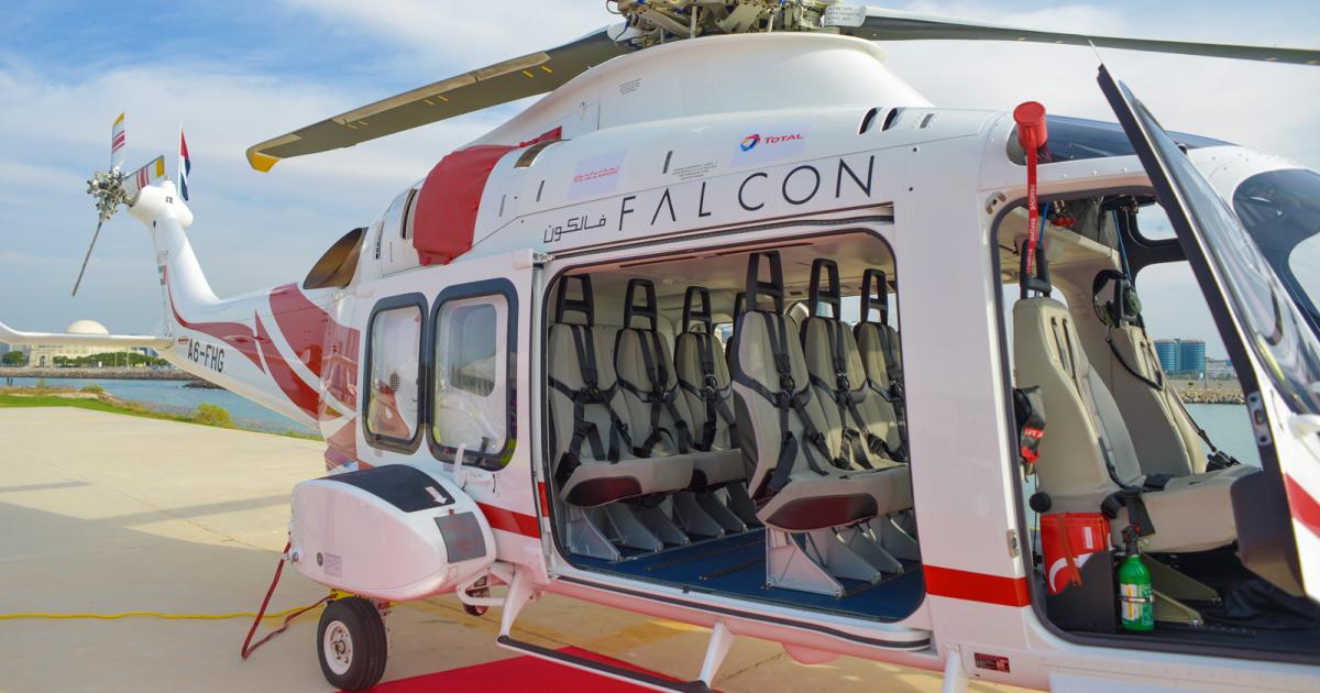 Falcon Aviation's first AW169 is equipped to transport 10 passengers. [Photo: Falcon Aviation]