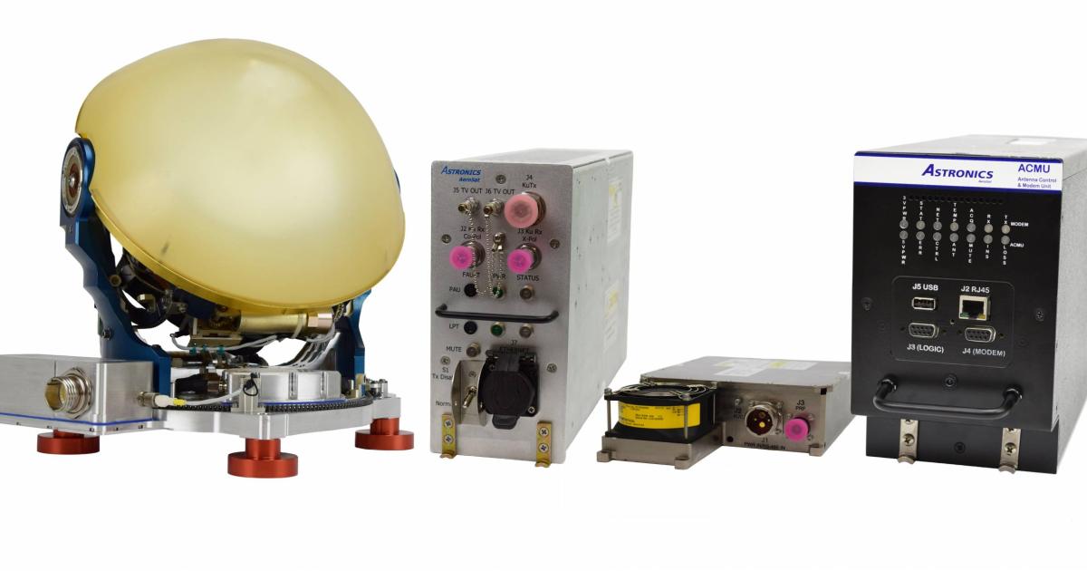 Astronics AeroSat's Flitestream T-Series satcom offers both broadband Internet and live television in a single package.