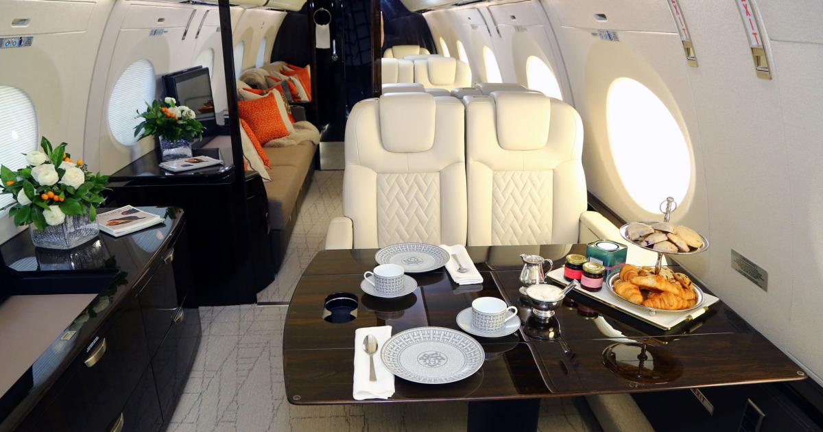 Gulfstream Aerospace revealed its new cabin for the midsize G600 this week in Las Vegas.