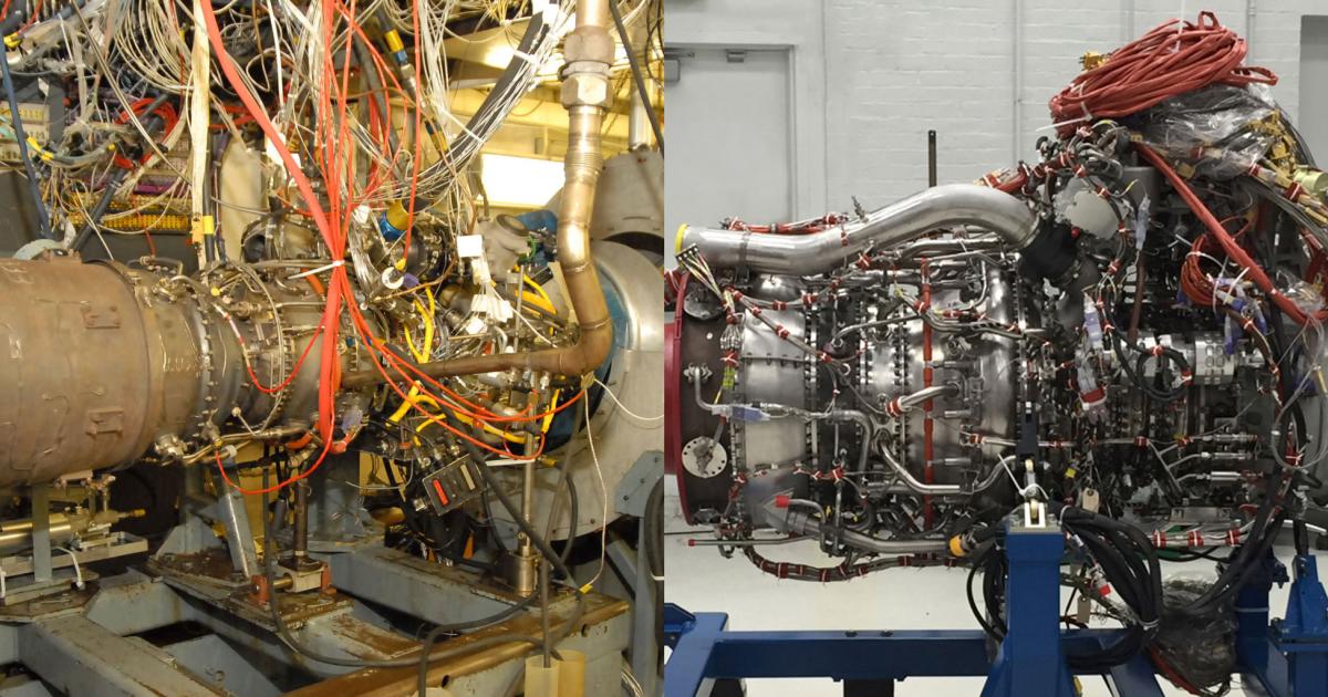 GE has completed testing of two prototypes, the T901-GE-900 turboshaft, left, and the FATE prototype, right. 