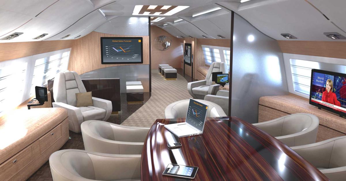 With some Boeing Business Jets and Airbus Corporate Jets now in service for 10 years, completions specialists such as Haeco Private Jet Solutions are eying refurb opportunities.