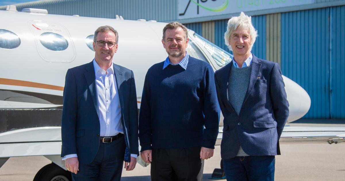 Pictured L to R: Nick Brown, managing director, Pula Aviation Ltd; Steve Page, CEO, ASG Ltd; and Mark Parr, managing director, ASG Ltd