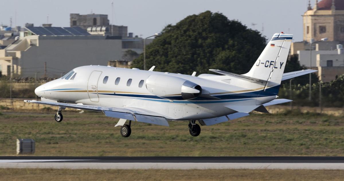 Malta is becoming more attractive, not only as a destination for business aircraft, such as this German-registered Citation, but also as an aircraft registry. Some believe the Maltese 9H designation will soon outnumber G-registered British business jets.
