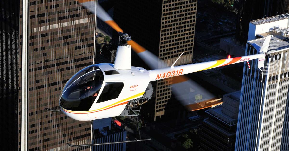 In a nod back to its very first helicopter, Robinson is displaying one of its most recent R22s in the paint scheme of the original, from 1979. Since then, the manufacturer has produced 4,800 of the light piston helicopters.