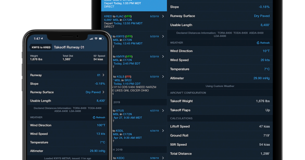 ForeFlight's new runway performance feature can improve safety by helping pilots calculate takeoff and landing performance much faster than trying to interpret complicated charts in their flight manuals. (Image: ForeFlight)