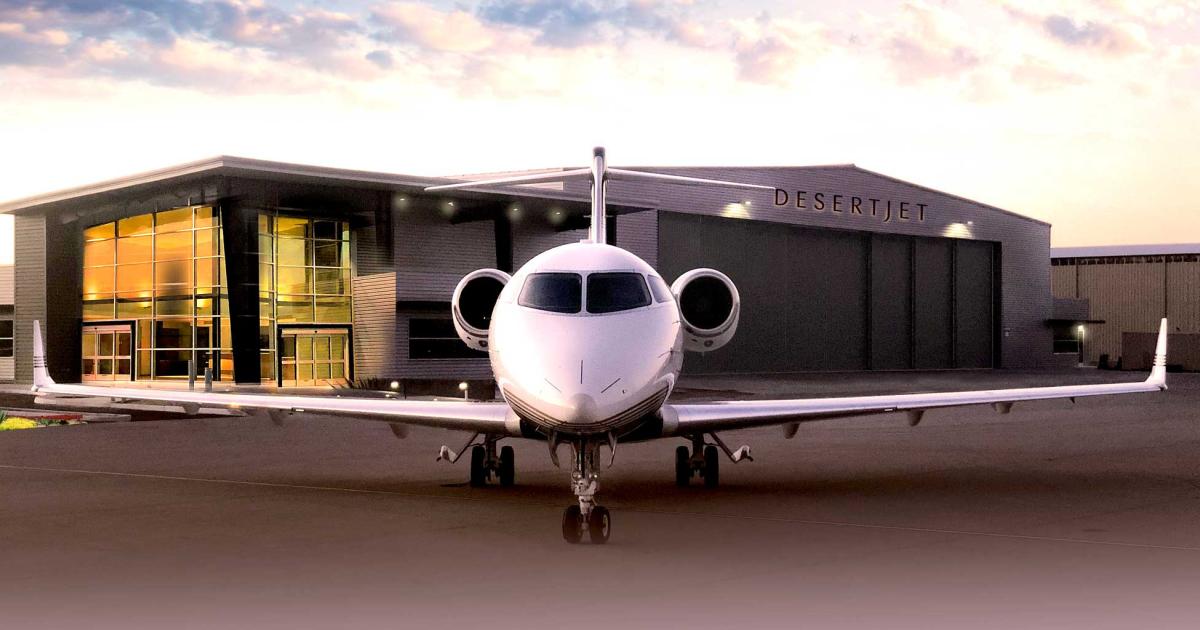 Desert Jet Center, the newest of the three service providers at California's Jacqueline Cochrane Regional Airport, will hold its official grand opening later this year. Among its amenities are an autospa where customers can leave their vehicles for washing and detailing. 