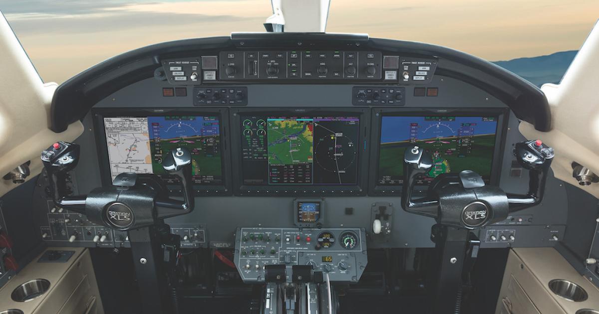 The Garmin G5000 retrofit replaces the Honeywell Primus 1000 avionics on the Cessna Citation Excel/XLS. (Photo: FlightSafety Textron Aviation Training)