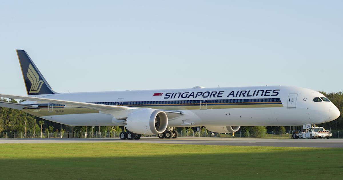 Singapore Airlines flies 15 Boeing 787-10s out of Singapore Changi Airport. (Photo: Boeing)