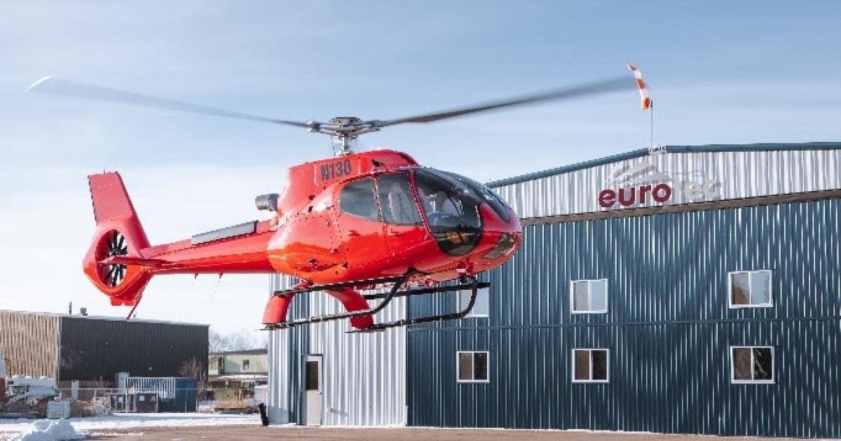 EuroTec Canada performed the initial installation of an Astronics Max-Viz 1400 on an Airbus Helicopters EC130 using a recently awarded STC, which also features Garmin TXi displays. (Photo: Astronics)
