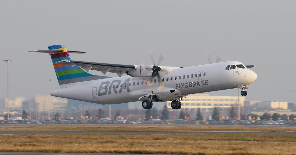 Sweden's Braathens Regional Airline is preparing to start trial operations with an ATR42 fuelled with 100 percent sustainable aviation fuel. (Photo: ATR)