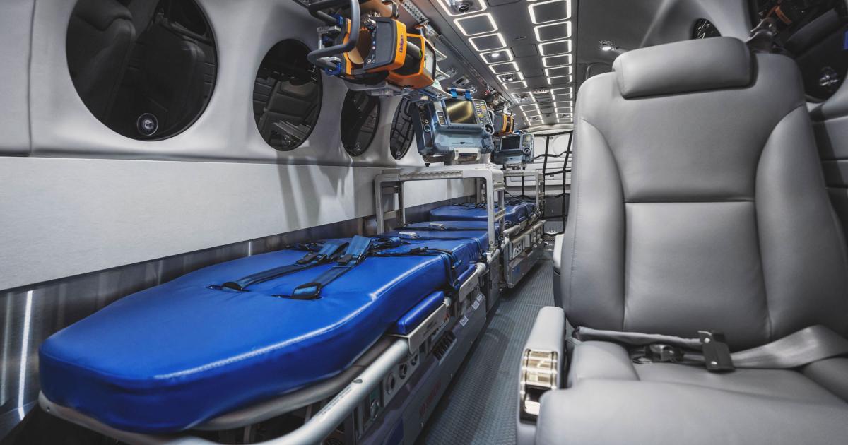 Spectrum Aeromed and Fargo Jet Center recently collaborated on the cabin design and completion for a pair of EMS-equipped King Air 350Cs for the Greek Air Force. (Photo: Spectrum Aeromed)