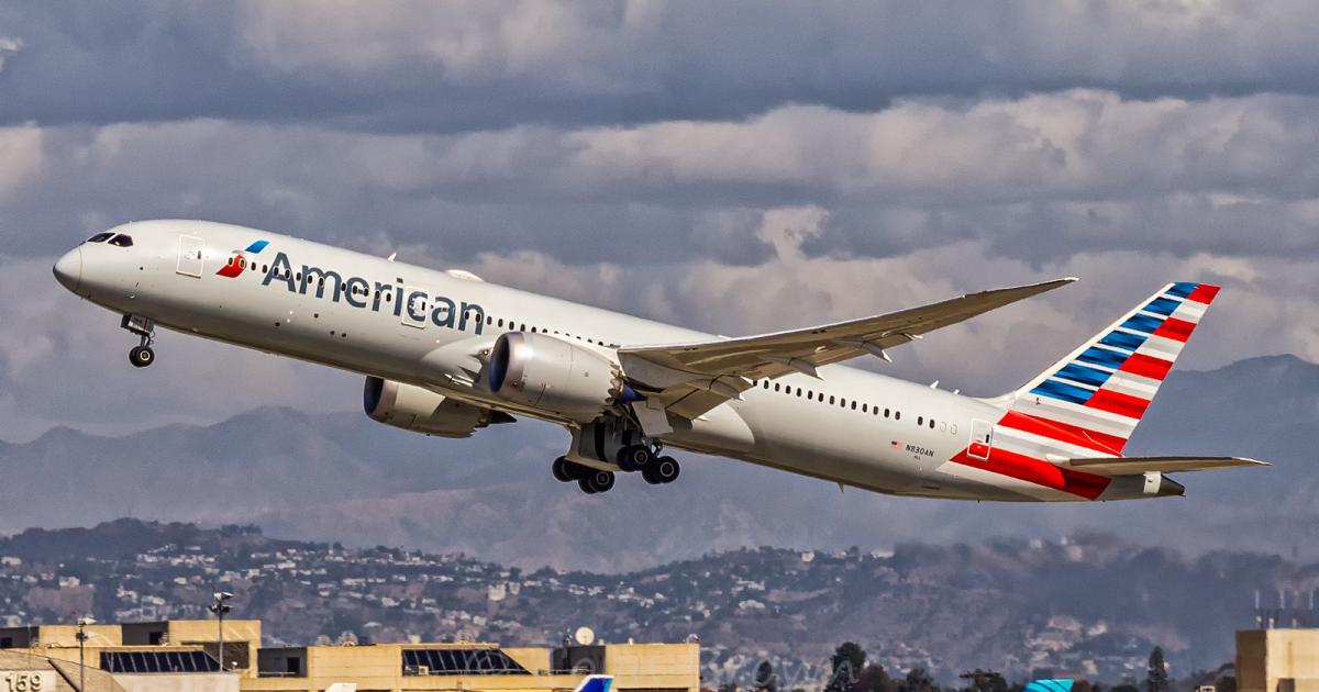 An American Airlines Boeing 787-9 takes off from Los Angeles International Airport in May 2019. (Photo: Flickr: <a href="http://creativecommons.org/licenses/by/2.0/" target="_blank">Creative Commons (BY)</a> by <a href="http://flickr.com/people/cb-aviation-photography" target="_blank">Colin Brown Photography</a>)