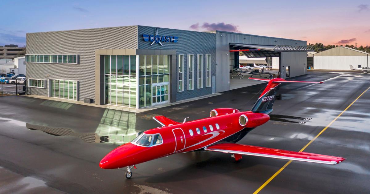Coast Air Center, a new FBO at San Diego-area Montgomery-Gibbs Executive Airport (KMYF), will make its NBAA Schedulers & Dispatchers Conference debut next month when the show comes to the San Diego Convention Center. (Photo: Coast Air Center)