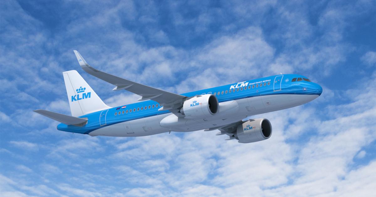 KLM will fly its new A320neos on medium-haul routes within Europe. (Image: Airbus)