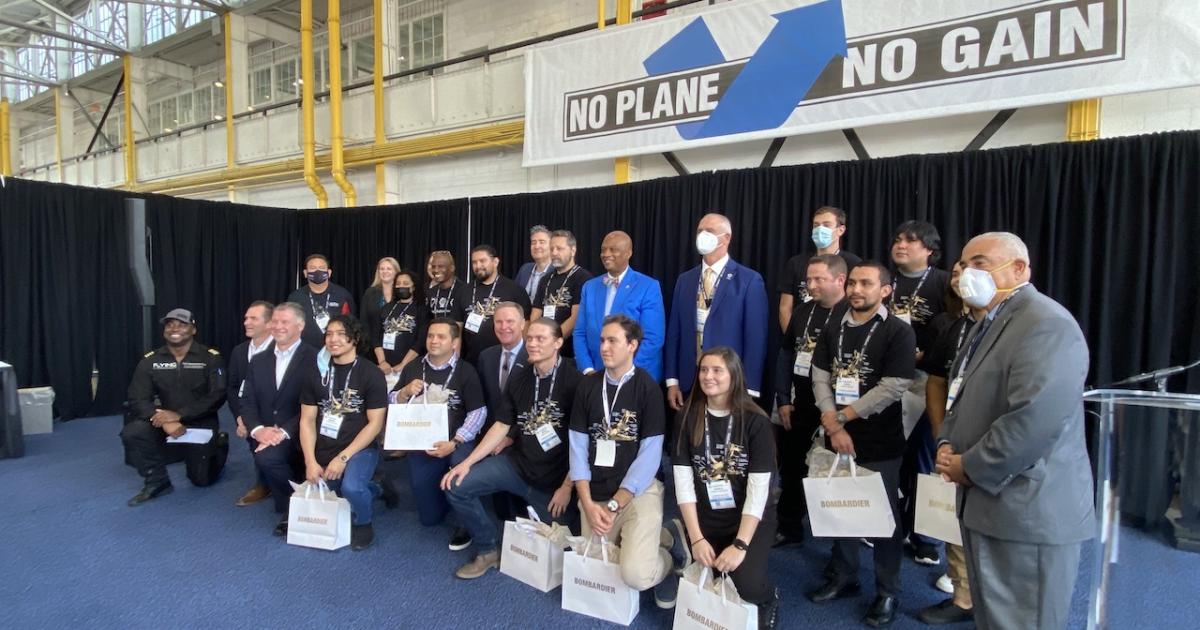  NBAA's regional forum in Miami on Tuesday served as host for the first graduating class of the Flying Classroom Bombardier Academy. (Photo: Chad Trautvetter/AIN)