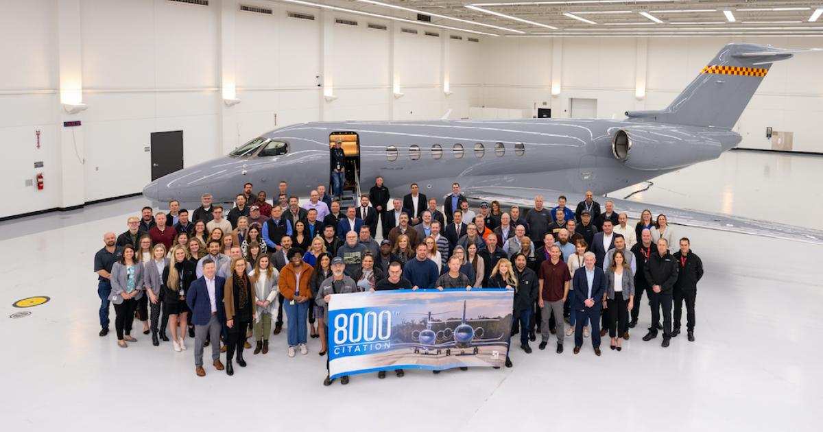 Textron Aviation has delivered its 8,000th Cessna Citation, a Citation Longitude, to customer Scotts Miracle-Gro in a special ceremony at Textron Headquarters in Wichita. (Photo: Textron Aviation)