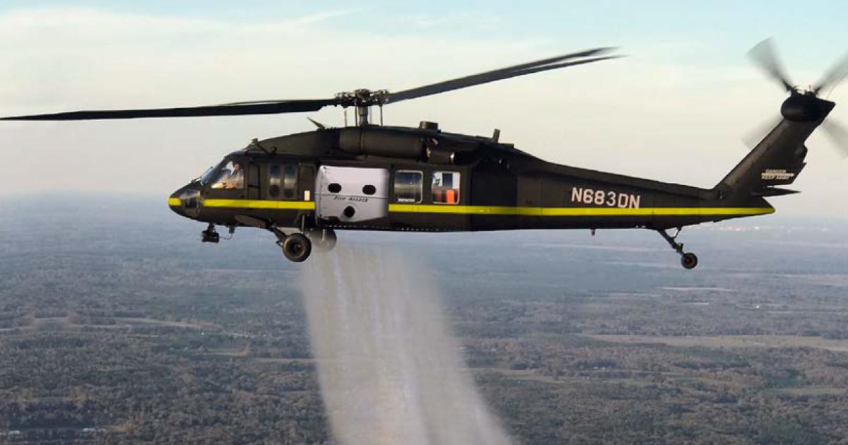 Top Drop is offering an equipment suite that provides upgraded navigation, surveillance, and sensor systems that enables night-time aerial firefighting operations for UH-60 Black Hawks.