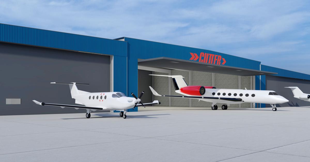 Cutter Aviation has embarked on a massive expansion project at its Phoenix Deer Valley facility which will take it from 25,360 sq ft of hangar space to nearly 150,000 sq ft through the addition of two new hangar complexes. The first phase is expected to be completed in 2023, with the second a year later. (Image: Cutter Aviation)