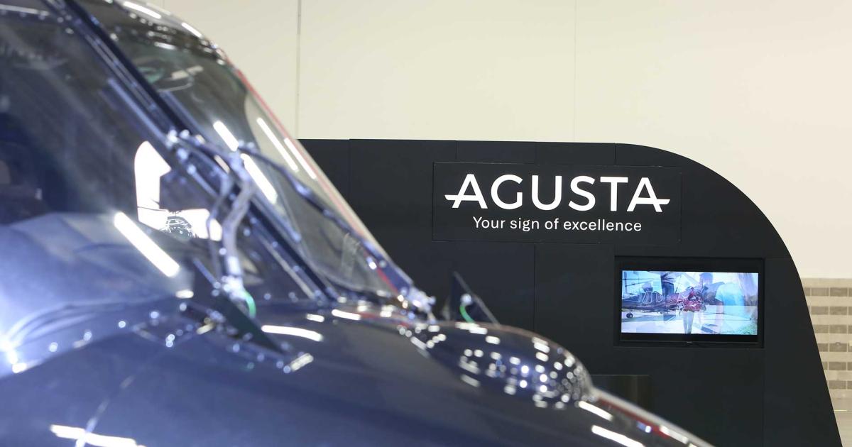 Leonardo is highlighting its Agusta brand at Heli-Expo 2022.  Photo: Mariano Rosales