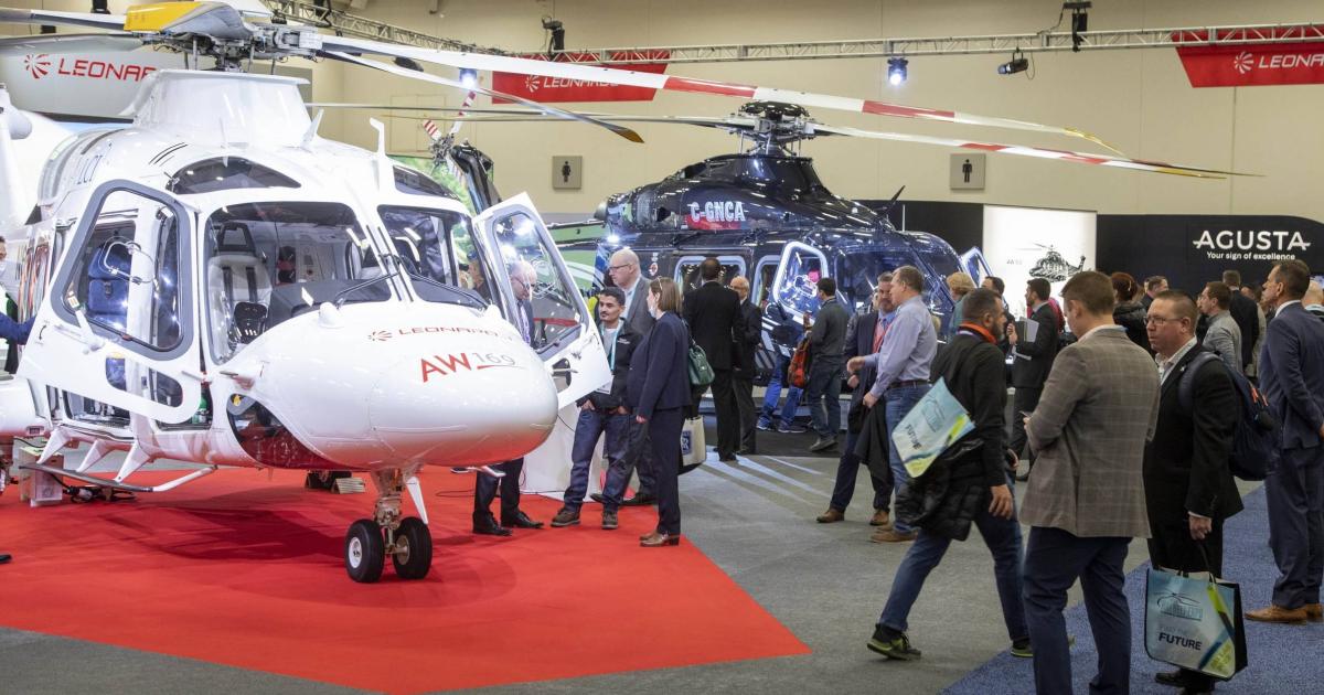 Leonardo booked orders for 23 helicopters worth $281 million in March in addition to orders placed prior to HAI Heli-Expo 2022 where the manufacturer garnered a crowd of attendees. (Photo: Leonardo)