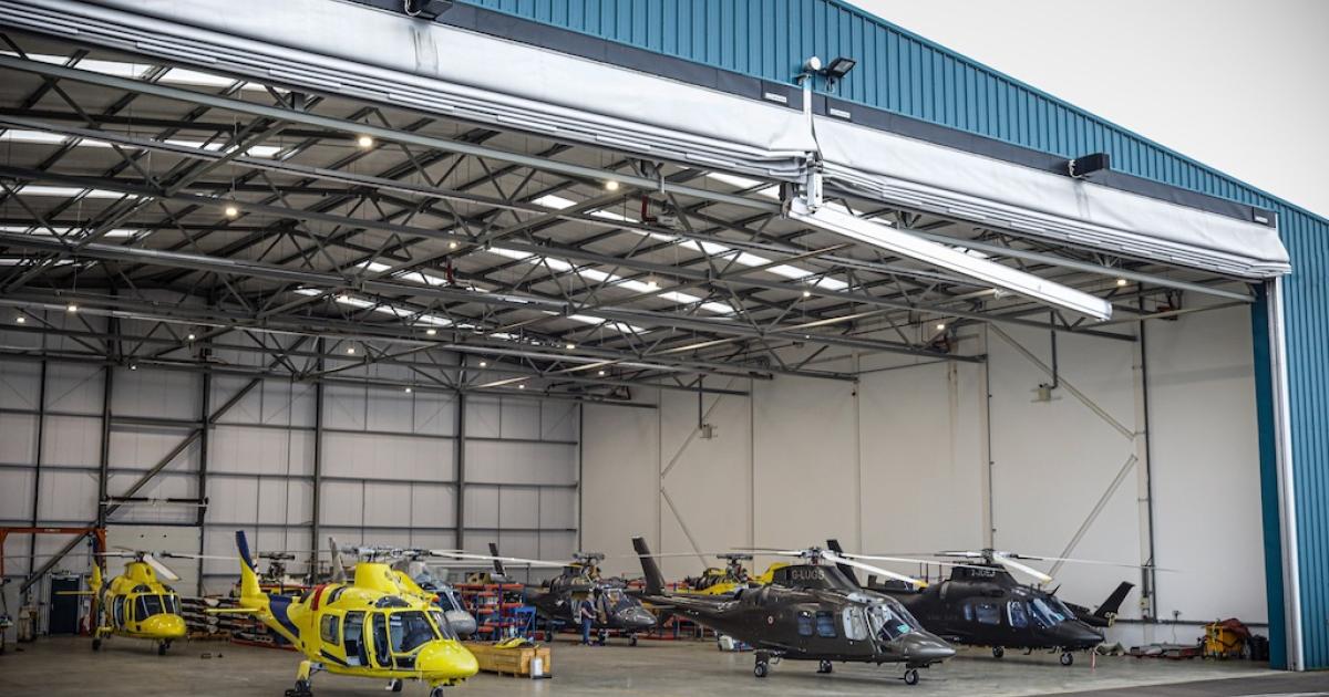 Located in Hangar 14, Bay 2 at London Oxford Airport, Volare Aviation's new 16,000-sq-ft maintenance and modification facility can accommodate work on up to 12 twin-engine helicopters simultaneously. (Photo: Volare Aviation)