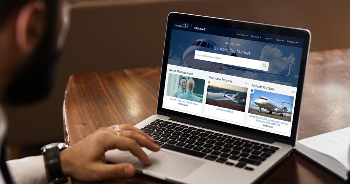 The latest upgrade to Guardian Jet's Vault online customer portal brings new functionality, including technical and legal libraries, and knowledge and performance centers, providing a vast scope of information to jet buyers and sellers. (Photo: Guardian Jet)