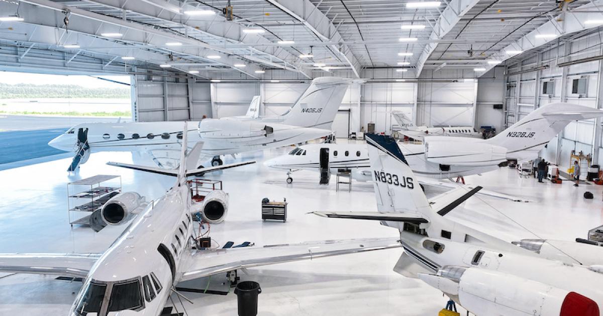 FlyExclusive's new 48,000-sq-ft maintenance hangar brings its total MRO facilities in Kinston, North Carolina, to 150,000 sq ft. (Photo: FlyExclusive)