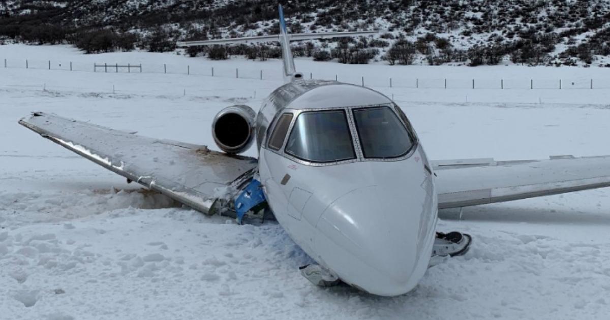 Crashed Hawker 800XP at Aspen-Pitkin County Airport