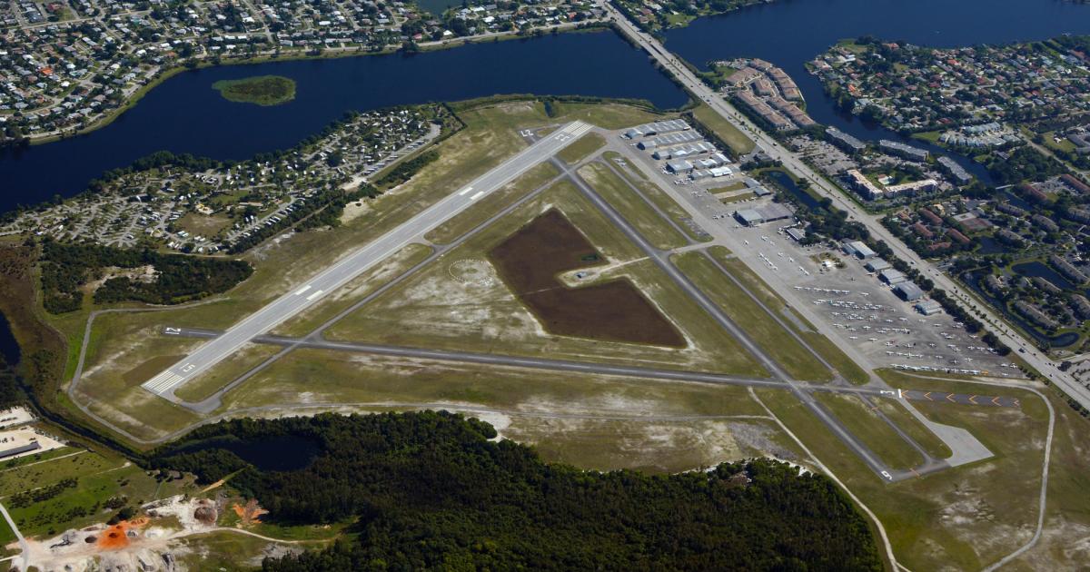 Aerial view of Palm Beach County Park Airport (KLNA)