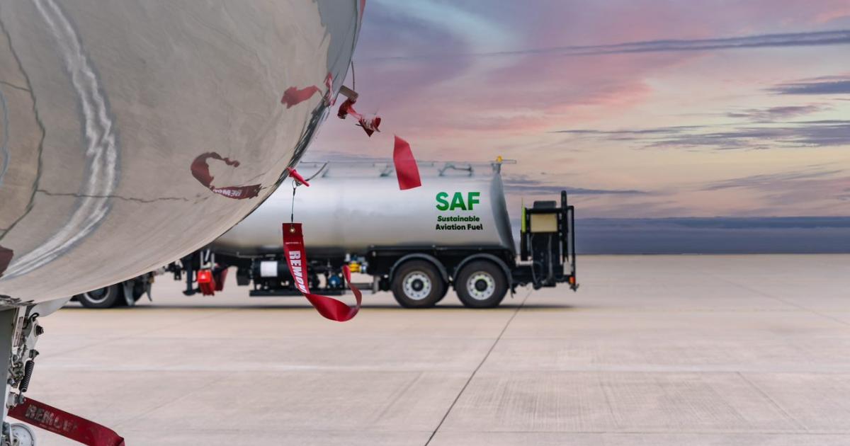 Photo illustration of SAF tanker and VistaJet aircraft