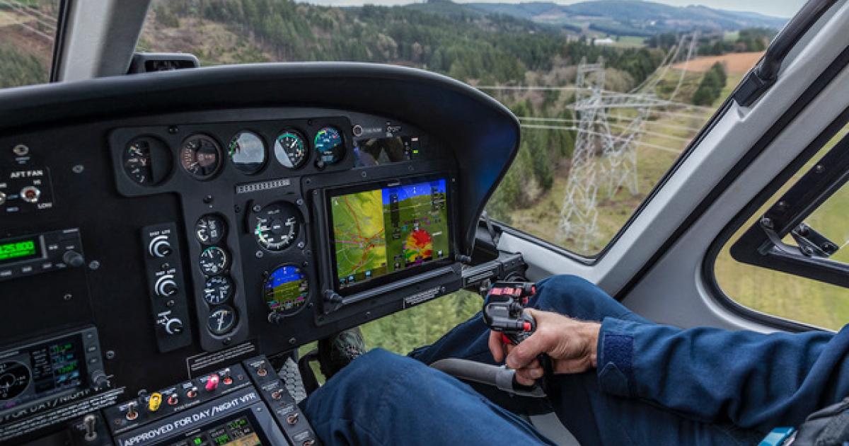 Helicopter equipped with Garmin GI 275 avionics in flight