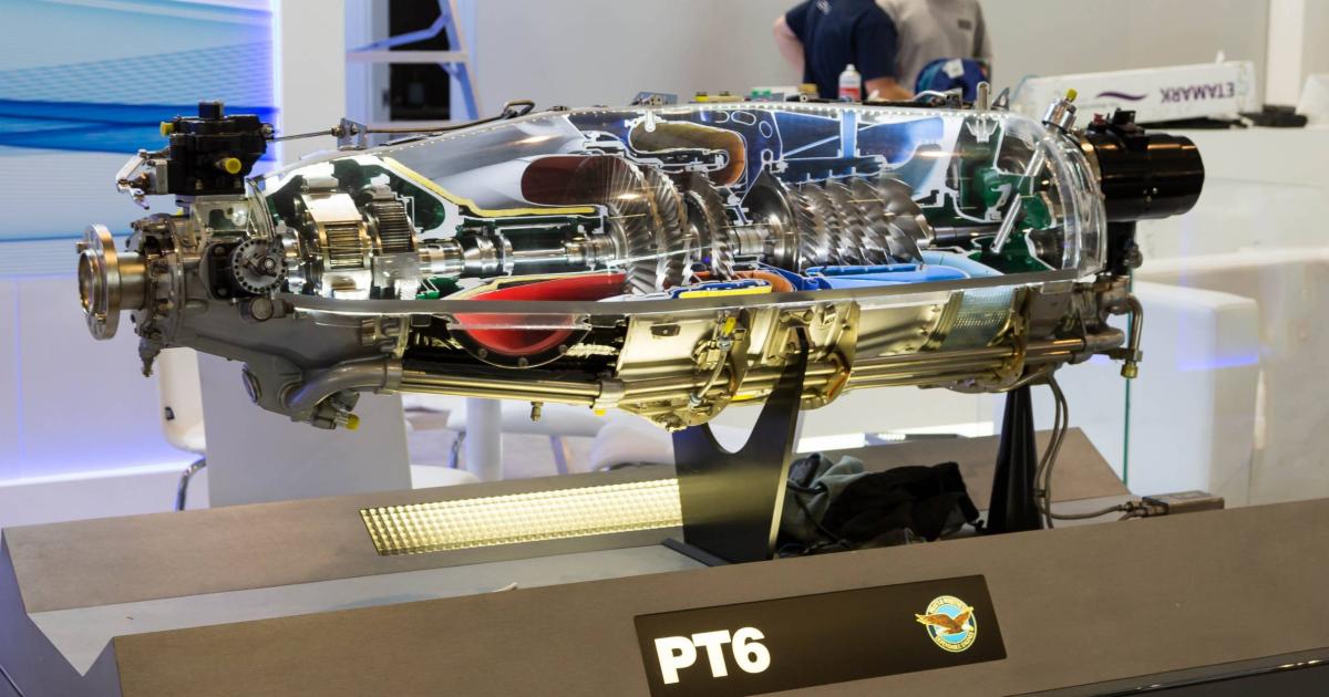 Pratt & Whitney PT6 engine model on display at 2018 EBACE