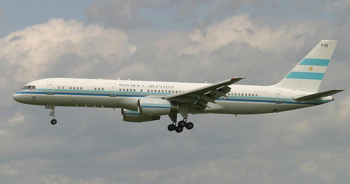 Argentina VVIP Boeing 757 for presidential travel in flight